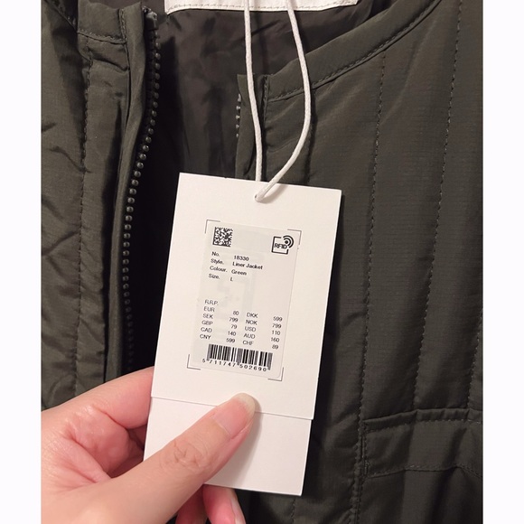 NWT RAINS Unisex Liner Jacket in Green Olive Size L - Picture 5 of 16